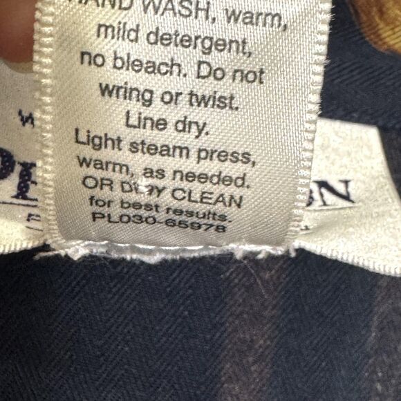 Pendleton Shirt Womens 12 Petite Navy Equestrian Horse Bridle Print 100% Rayon - Picture 6 of 6